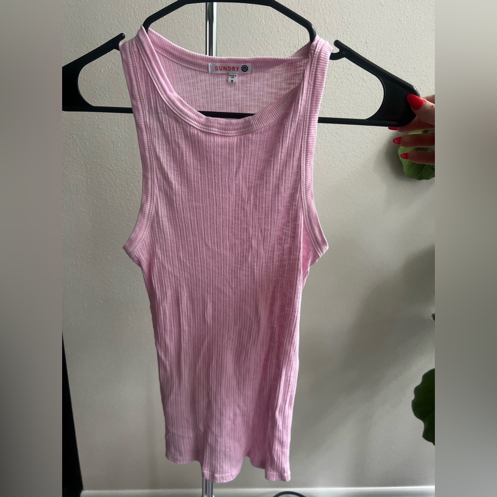 Sundry Light Pink Ribbed Tank Top